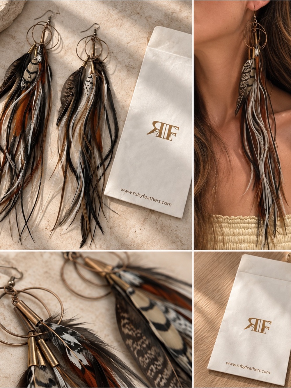 Extra long feather earrings